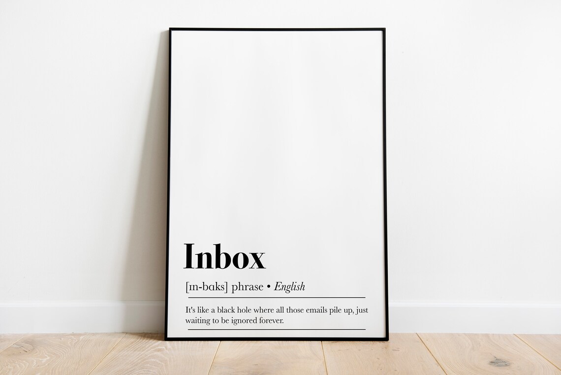 Inbox Definition Print Home Office Wall Art Funny Wall Art Funny Office Decor Office Print Art