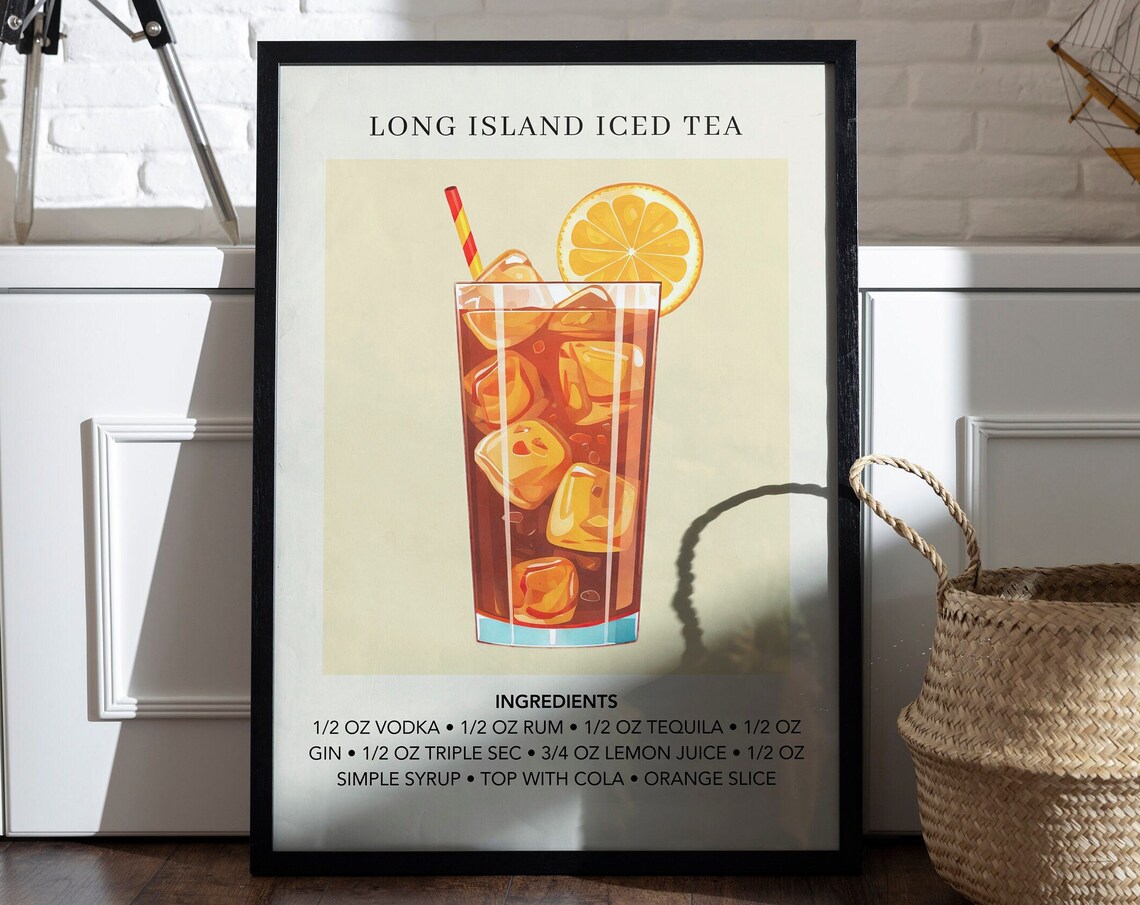 Long Island Iced Tea Retro Cocktail Art Print