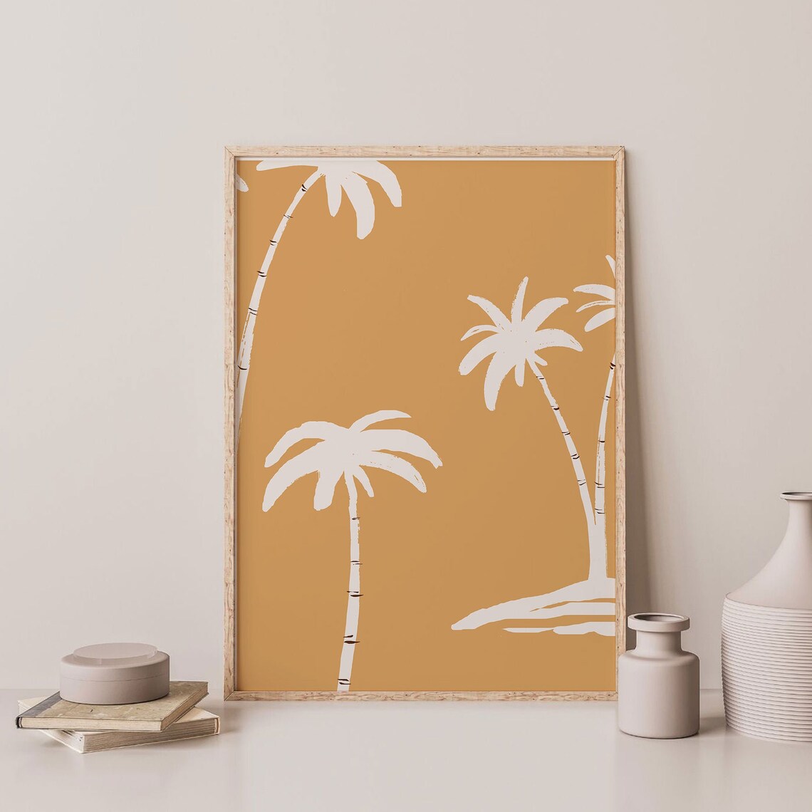 Minimalist Palm Tree Art Print, Neutral Boho Coastal
