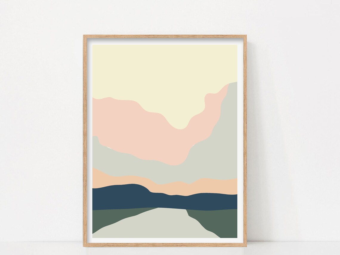 Abstract Landscape Art Print, Modern Minimalist Mountains