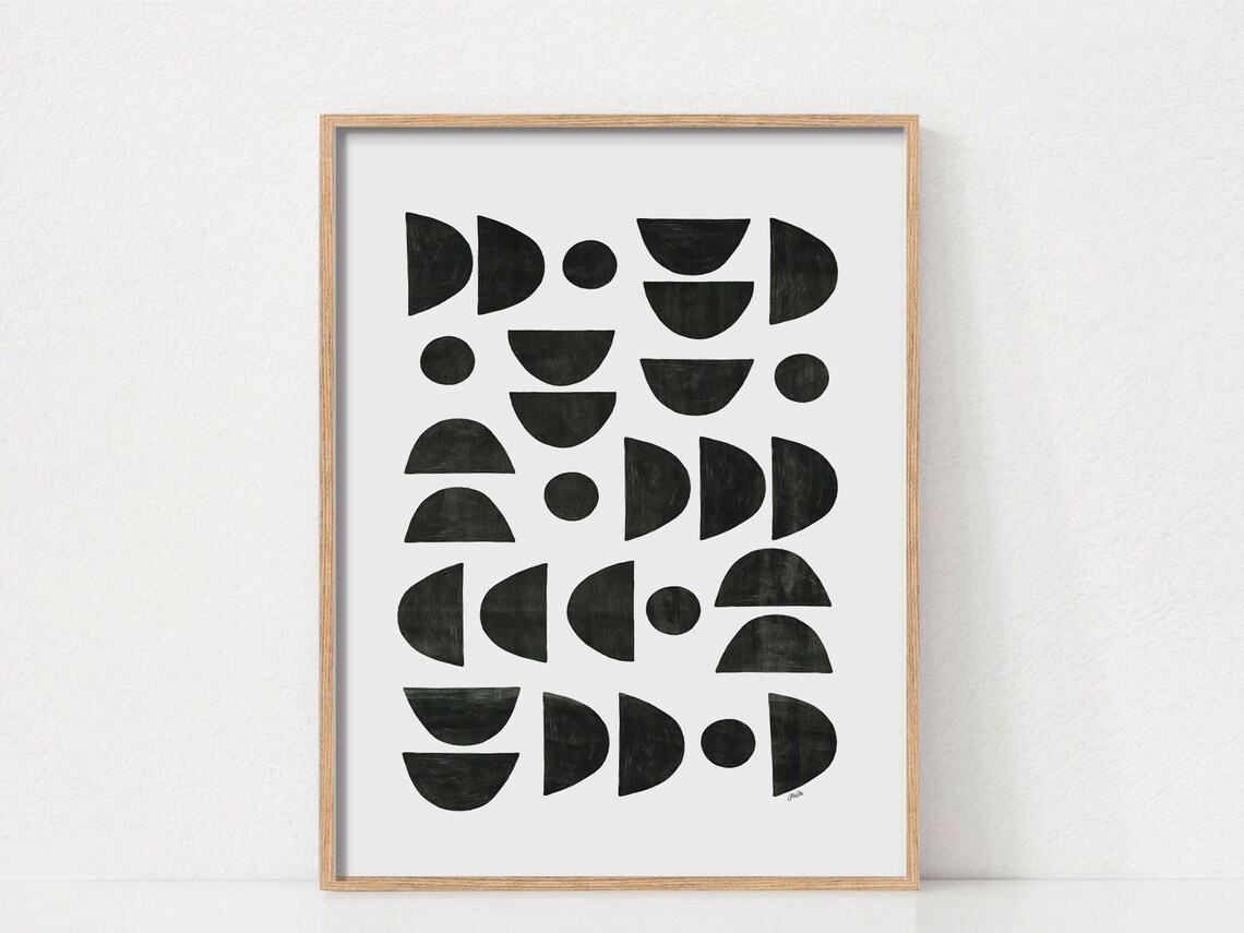 Abstract Black and White Art Print, Scandinavian Decor