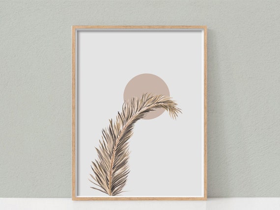 Palm Leaf Botanical Print, Boho Neutral Tropical