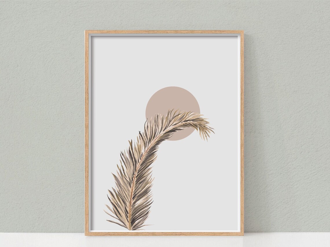 Palm Leaf Botanical Print, Boho Neutral Tropical