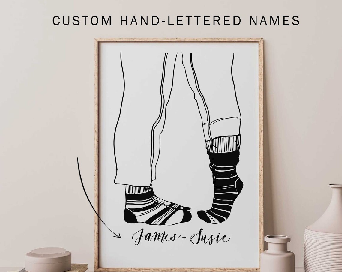 Custom Couple Portrait Valentine Print, Personalized
