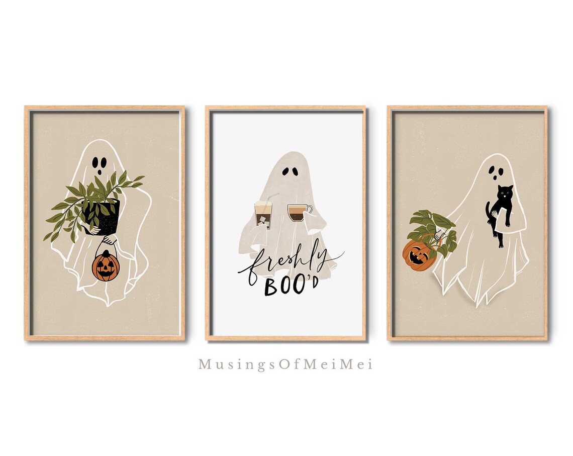 Ghost Halloween Art Print, Spooky Cozy Decor - Image 3