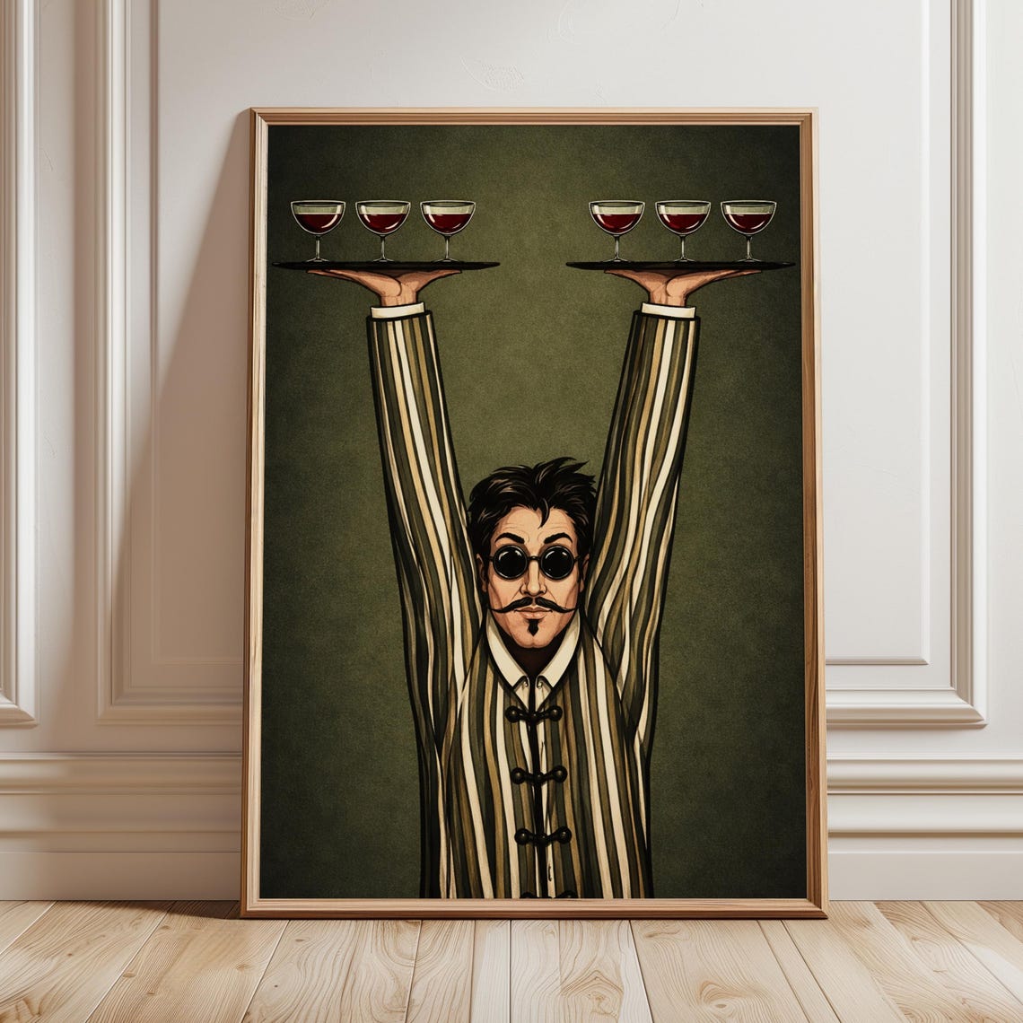 Cocktail Waiter Overhead Wine Trays Vintage Speakeasy Bar Poster