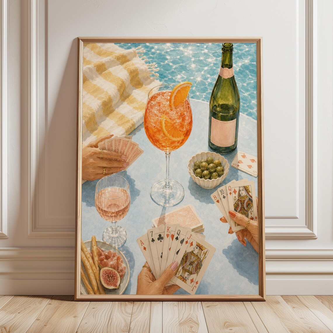 Poolside Card Game Aperol Spritz Summer Cocktail Leisure Poster