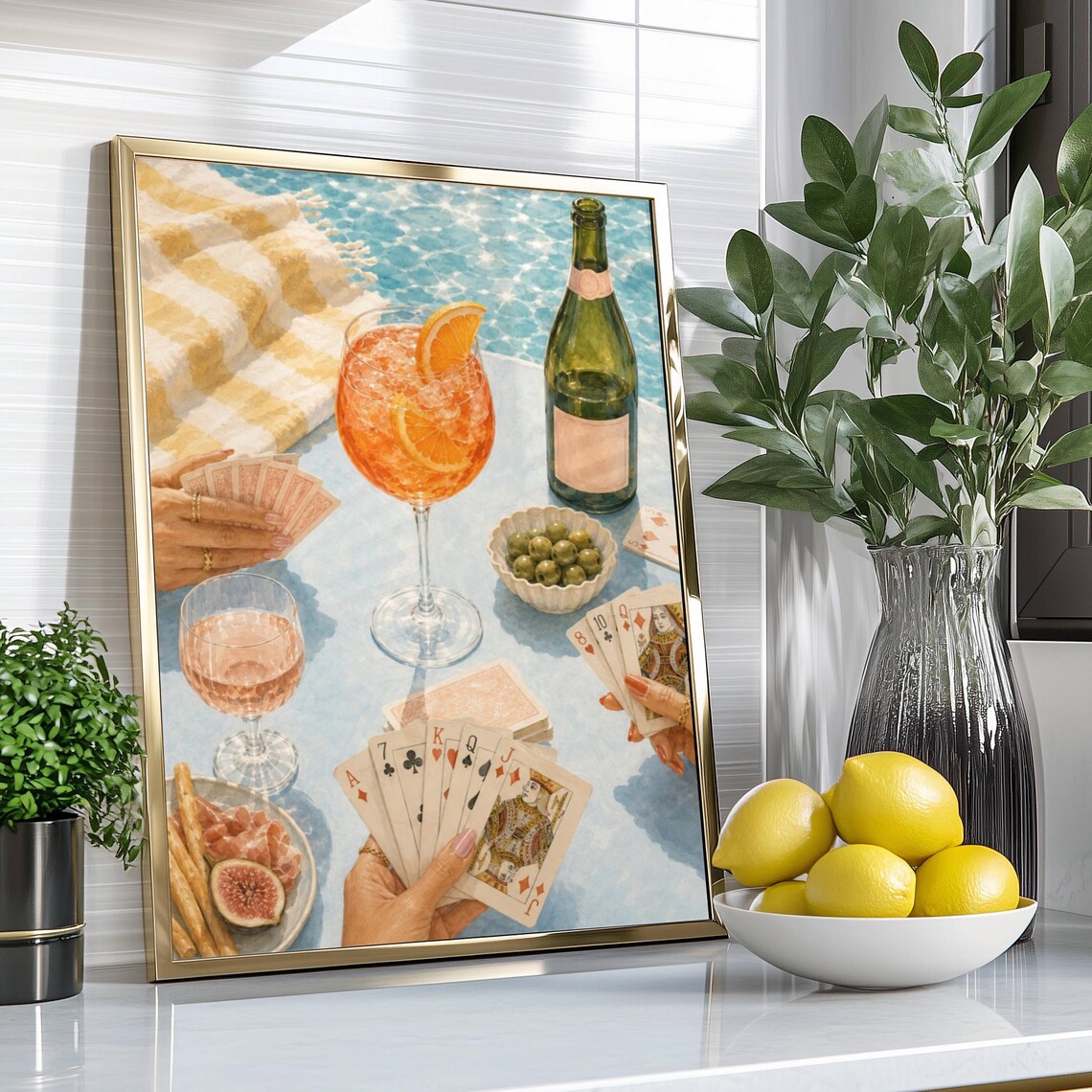Poolside Aperitivo Summer Cocktail Art Print