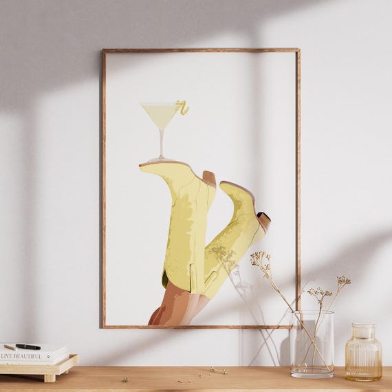 Cowgirl Lemontini Print Printpreppy Western Decorrodeo Wall Artlemon Drop Lemon Cowgirlbottoms Up Art