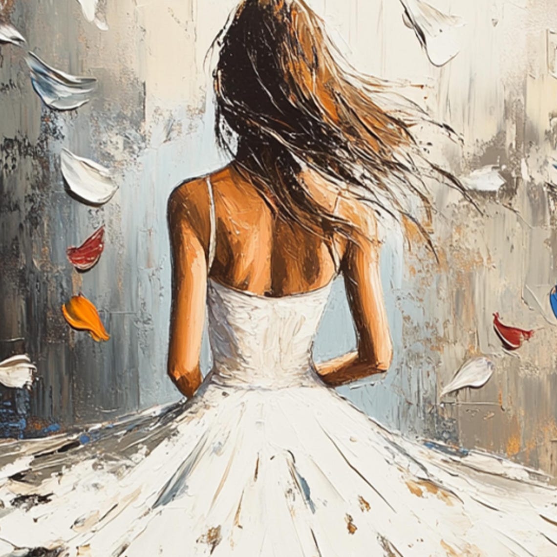 Ballerina In White Tutu Back View Pointe Painting Art Wall Poster - Image 2