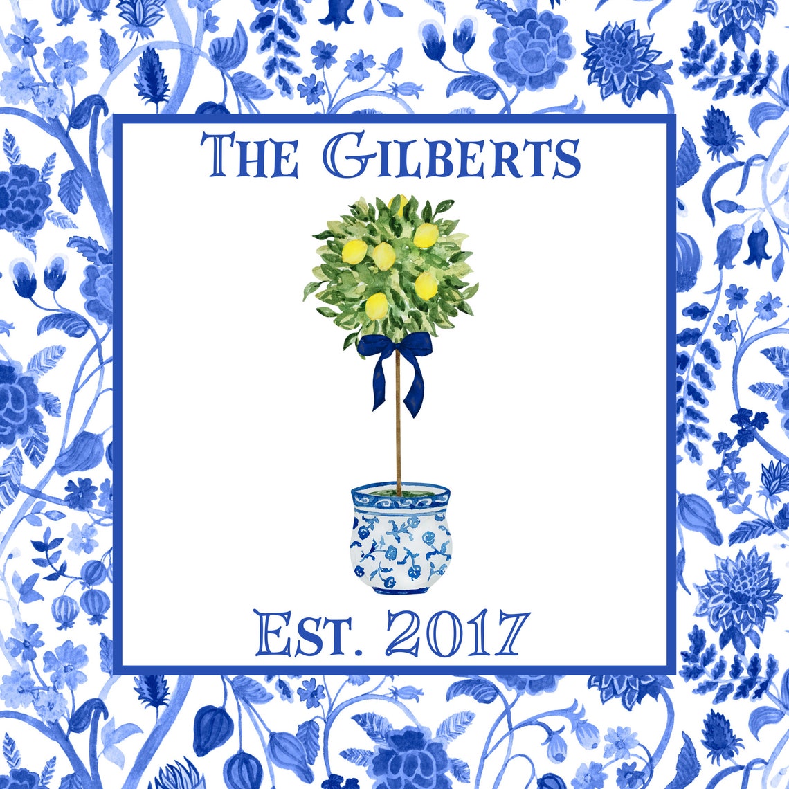 Lemon Tree Chinoiserie Ceramic Art Tile Personalized Gift Wedding Gift Housewarming Gift Anniversary Present Lemon Tree Ginger Jar - Image 4