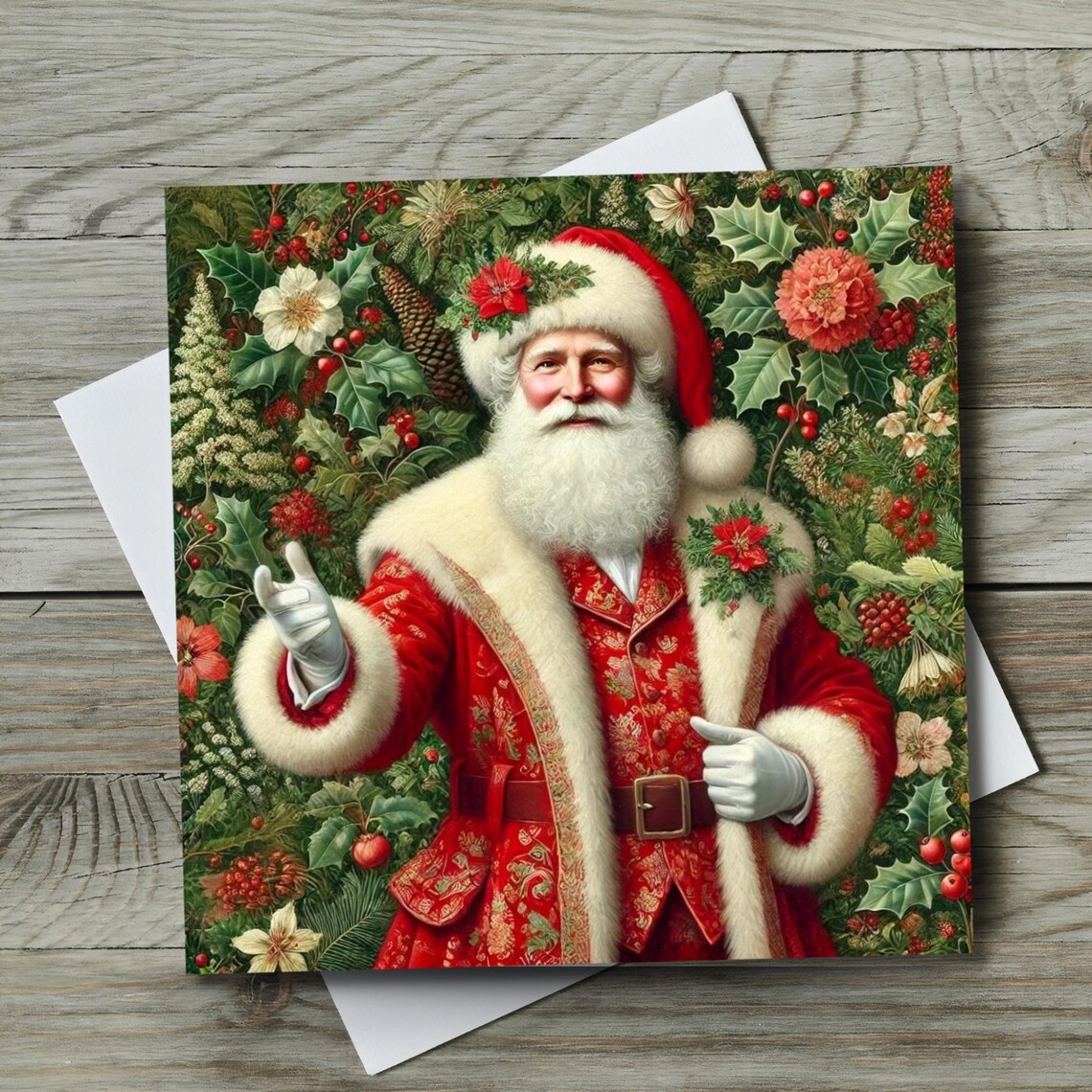 William Morris-Inspired Santa Claus Art Print - Image 2