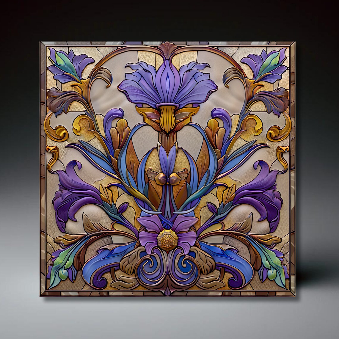 Purple Floral Art Nouveau Vintage Inspired Art Print