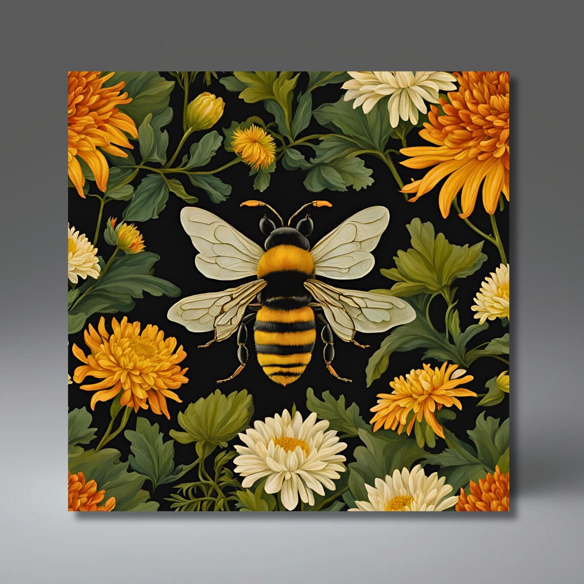 William Morris Inspired Floral Bee, Art Nouveau Poster