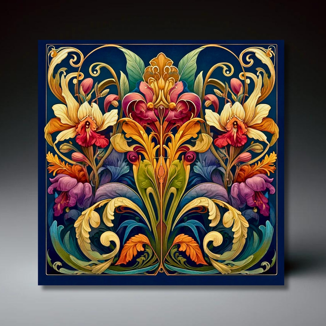 Art Nouveau Ceramic Tile Art Print, Vintage Accent