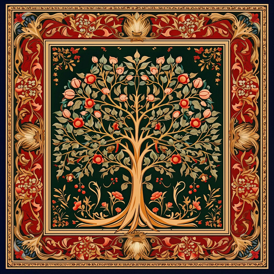 William Morris-Inspired Botanical Tree, Art Nouveau Art Print - Image 4