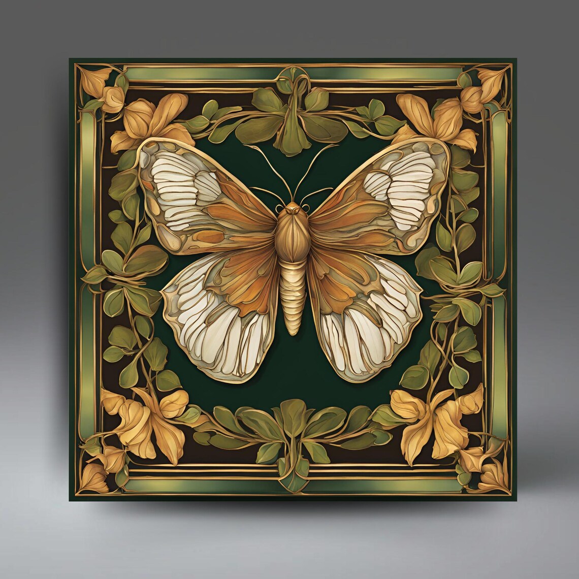 Art Nouveau Butterfly Moth Boho Wall Art Print