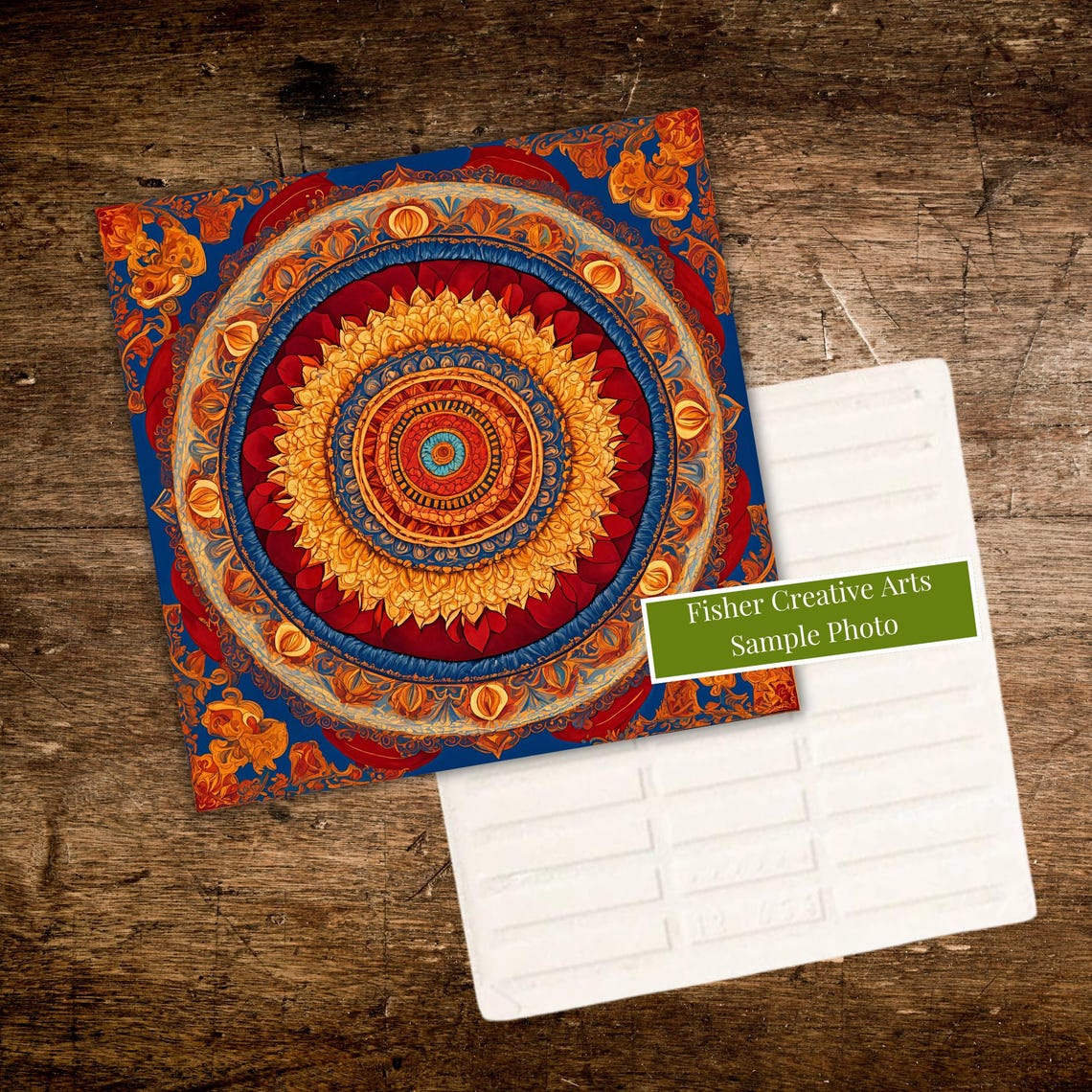 Vibrant Indian Mandala Ceramic Tile Wall Art Eastern Cultural Art Spiritual Boho Decor Mandala Wall Art Trivet Option Yoga Gift - Image 2