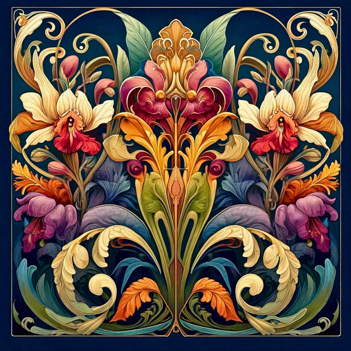 Art Nouveau Ceramic Tile Art Print, Vintage Accent - Image 4