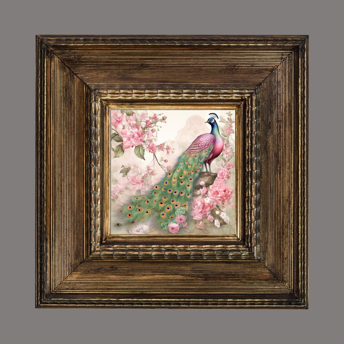 Art Nouveau Peacock, Pink Eastern Wall Art Print - Image 2