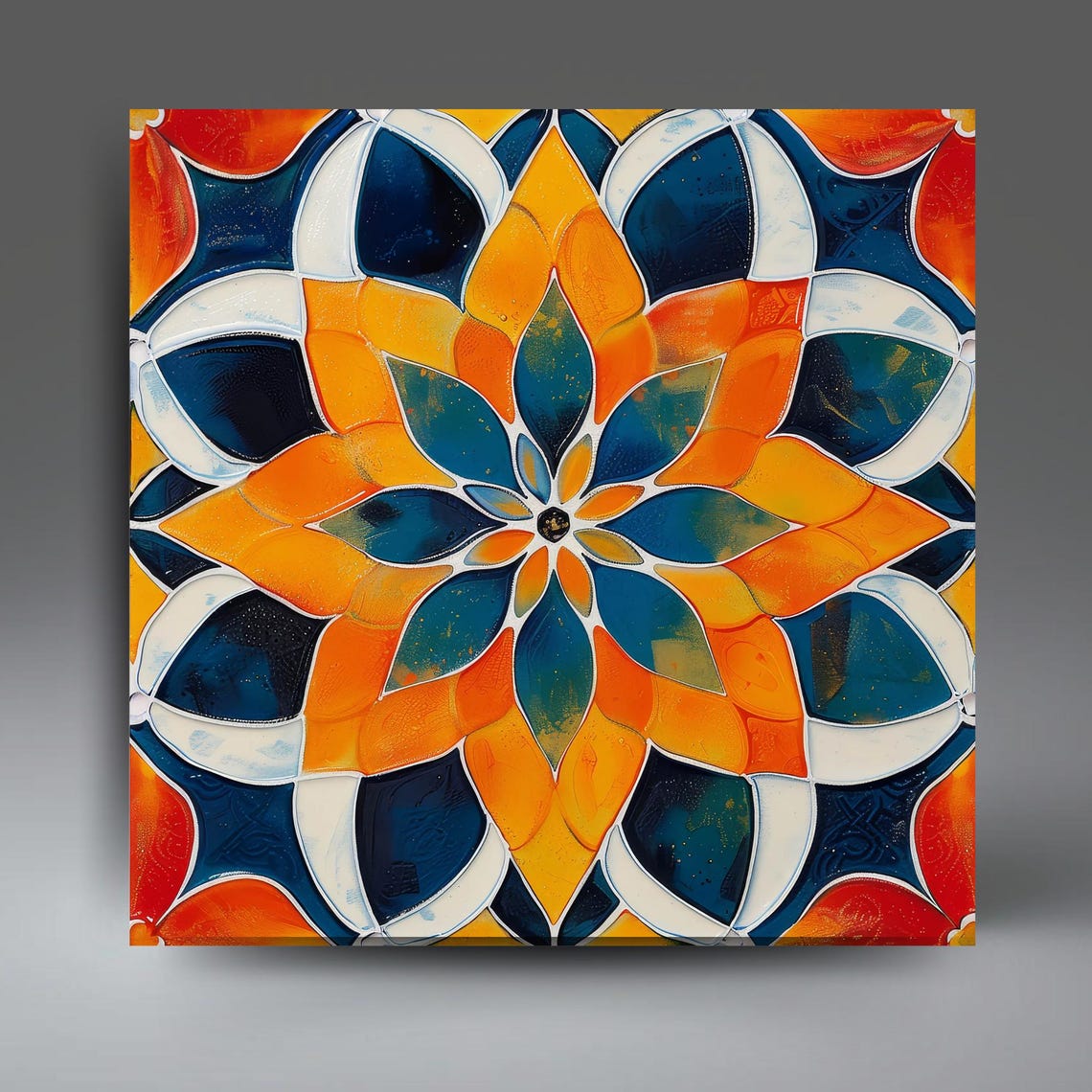 Handmade Moroccan Ceramic Tile 2 Decorative Tile Backsplash Tile Spanish Influence Wall Art Geometric Kitchen Tile Boho Art Decor