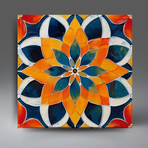 Handmade Moroccan Ceramic Tile 2 Decorative Tile Backsplash Tile Spanish Influence Wall Art Geometric Kitchen Tile Boho Art Decor