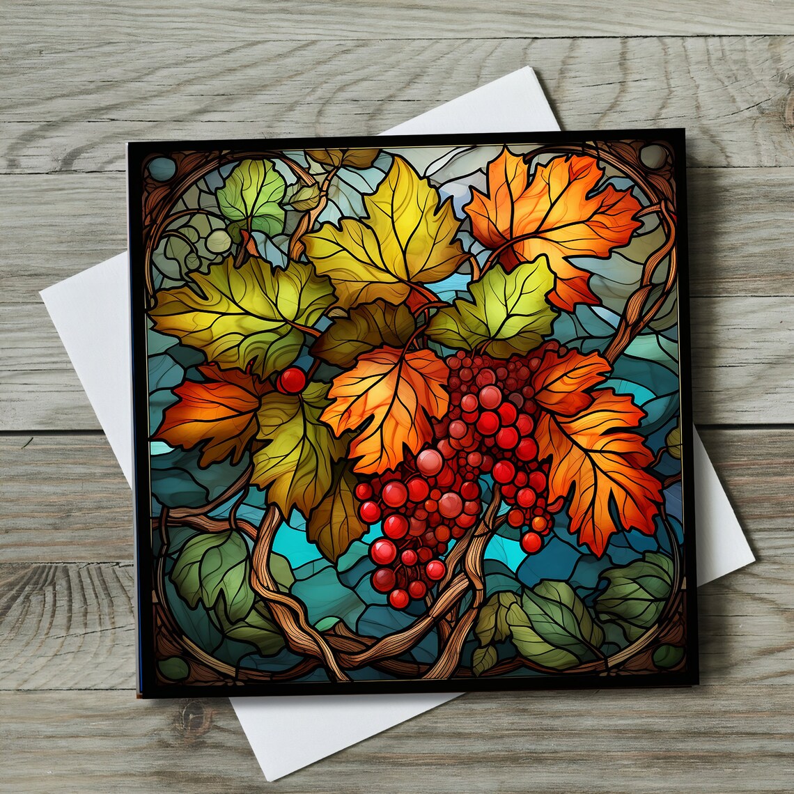 Autumn Leaves Thanksgiving Ceramic Tile Art Print - Image 2