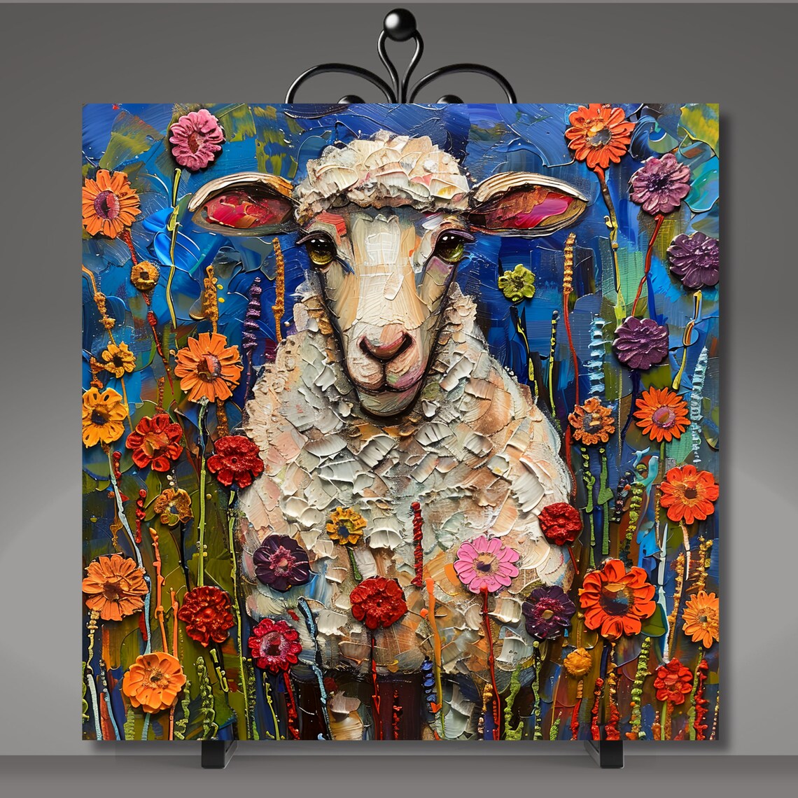 White Sheep Folk Art Farmhouse Wall Art Print - Image 5
