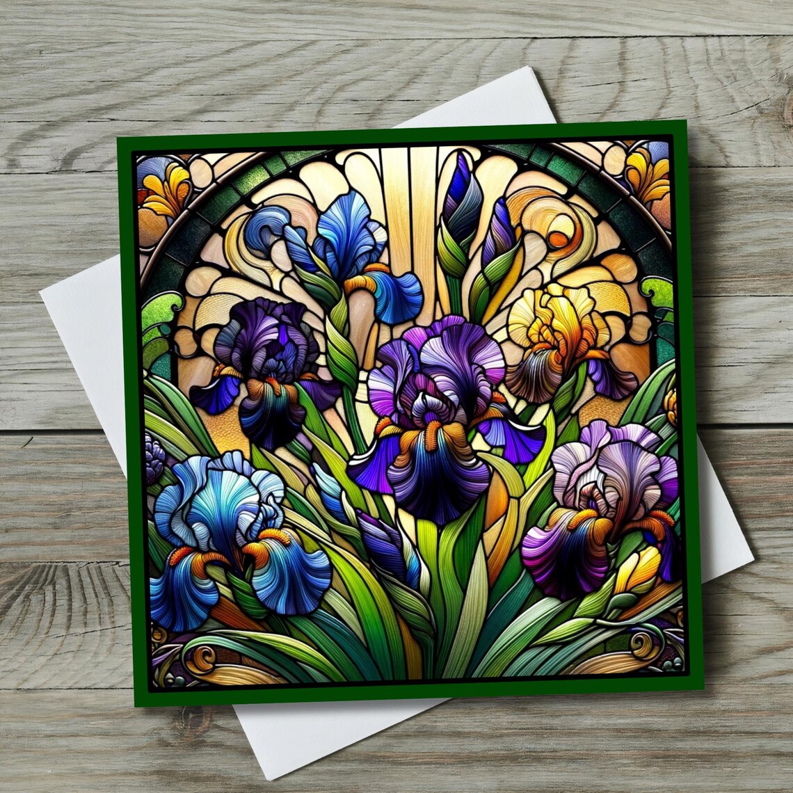 Stained Glass Iris Floral Art Print, Botanical Decor - Image 2