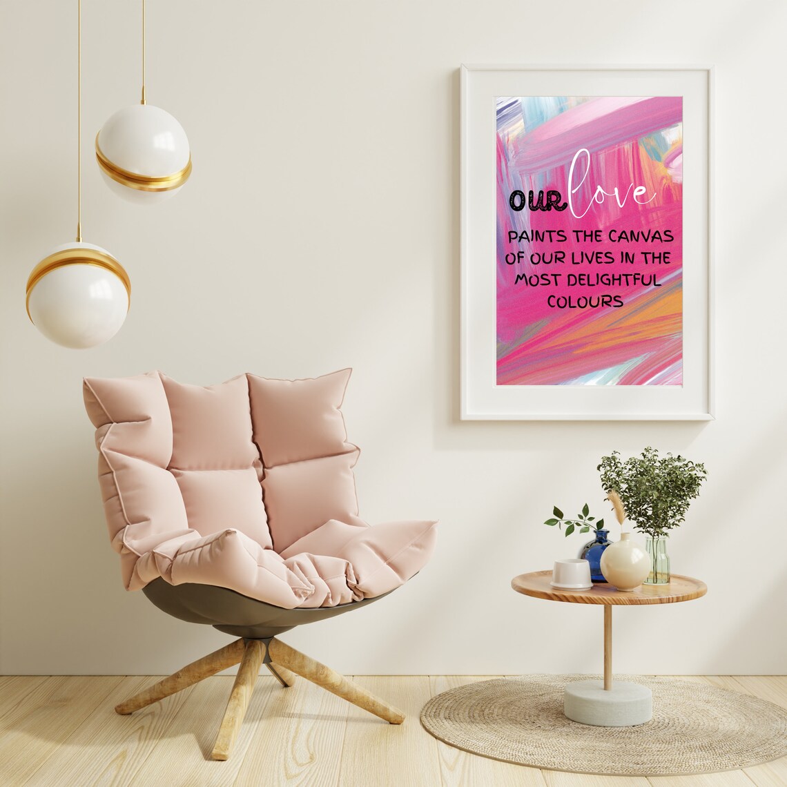 Our Love Paints the Canvas Quote Pink Romantic Love Wall Art - Image 4