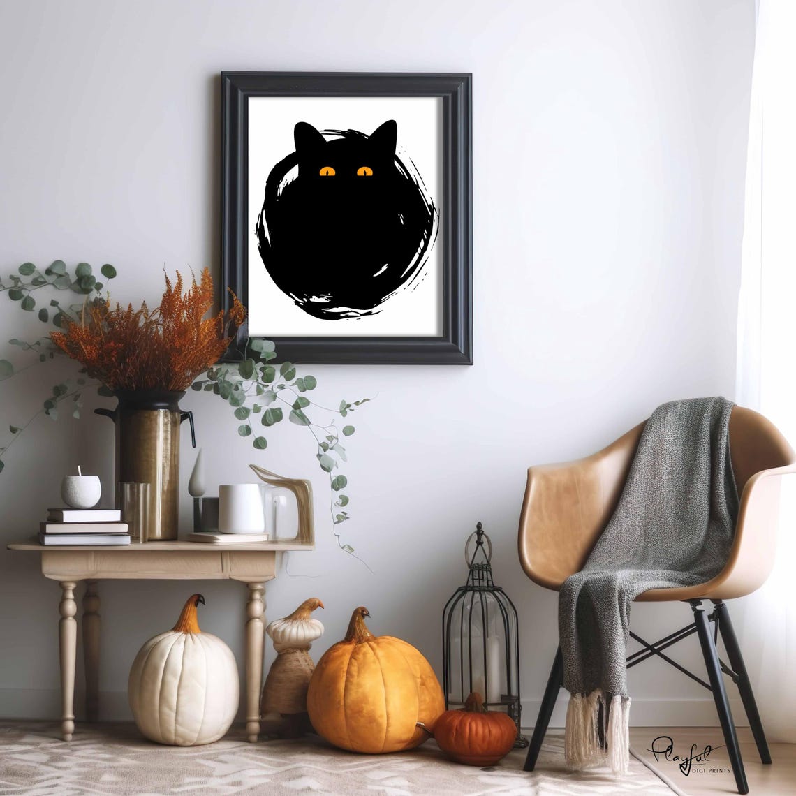 Spooky Black Cat Wall Picture Cute Cat Wall Art Fun Black Cat Wall Art Halloween Wall Art Trendy Wall Art - Image 5