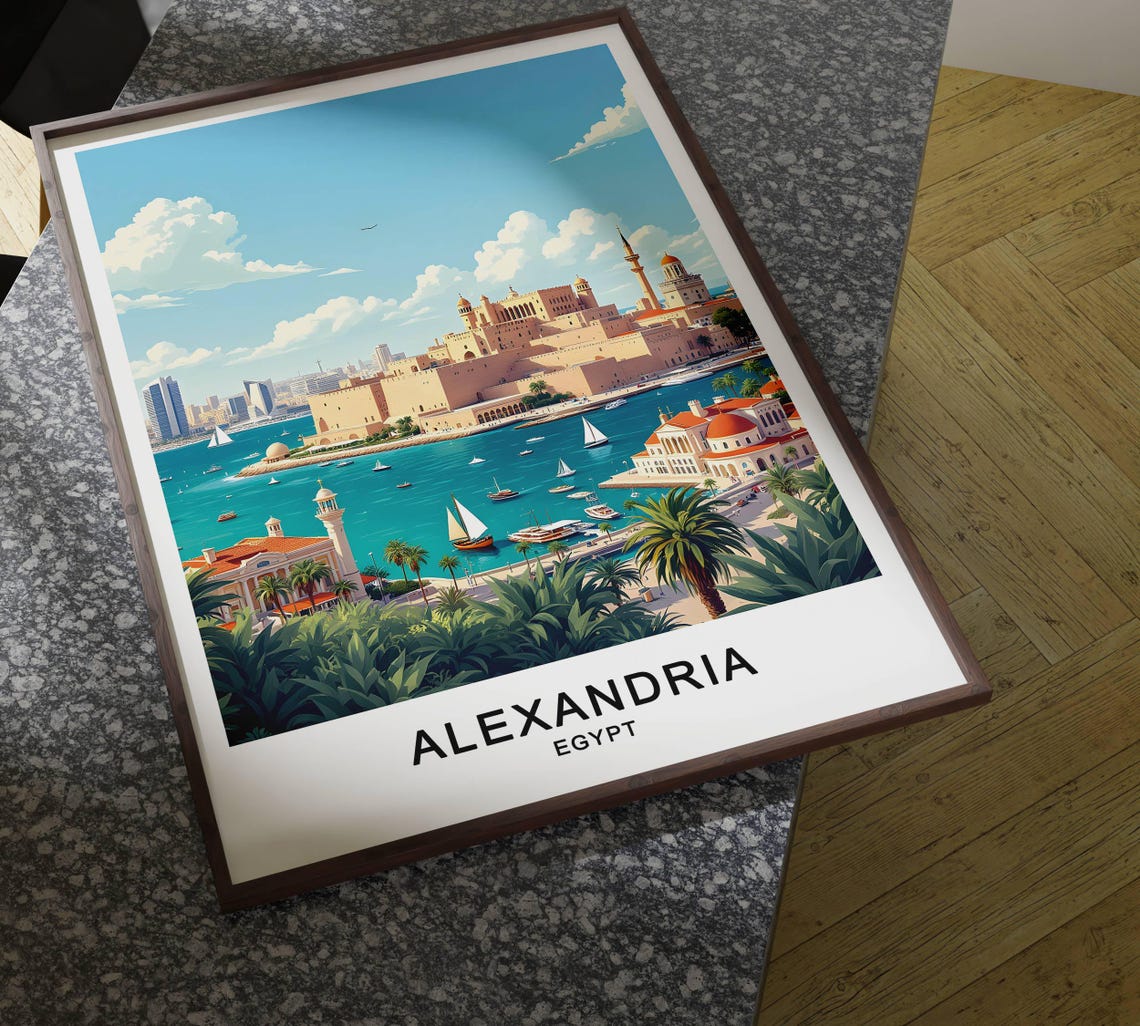 Alexandria Egypt Travel Poster Historic Coastline And Iconic Landmarks Gift Poster - Image 4