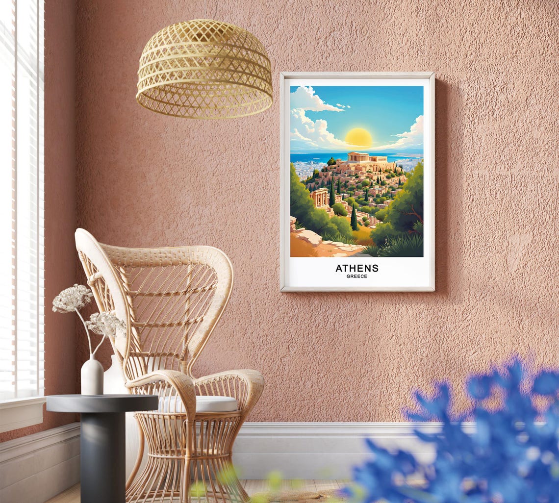 Athens Greece Acropolis Parthenon Golden Sunset Cityscape Poster - Image 2