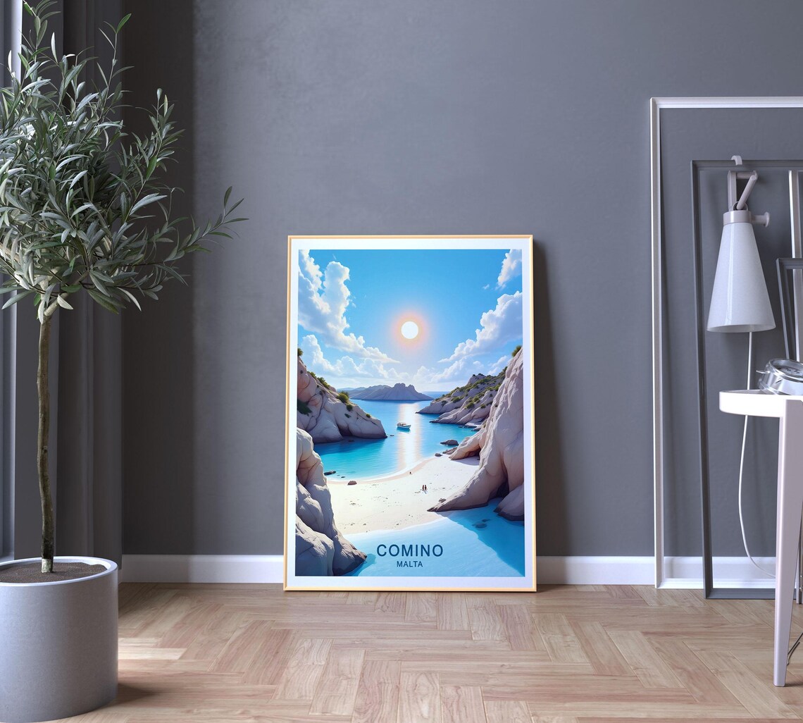Comino Malta Travel Poster, Blue Lagoon Cliffs - Image 5