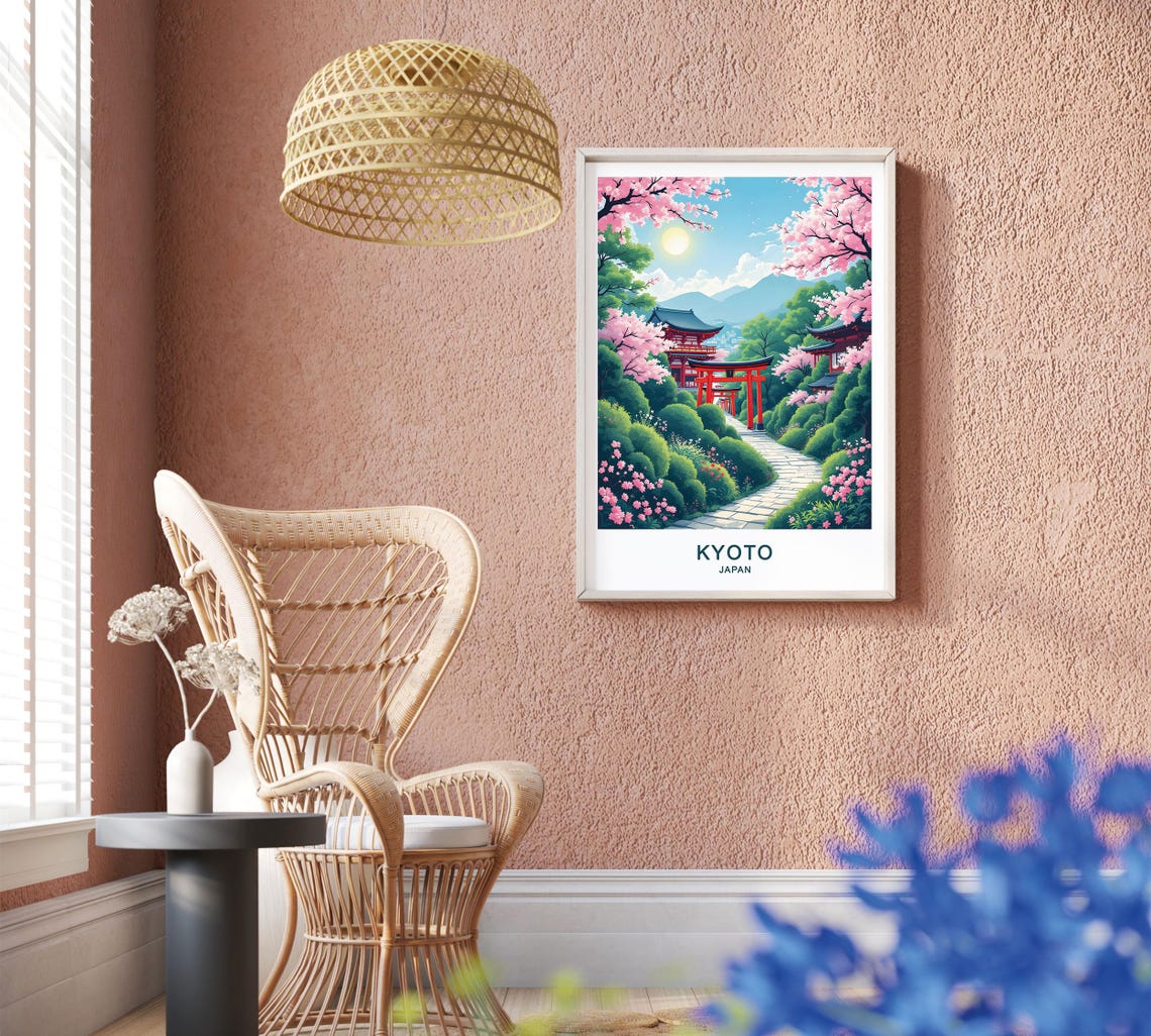 Kyoto Japan Travel Poster Kinkaku Ji Fushimi Inari And Traditional Japanese Beauty Wall Art Gift Poster - Image 2