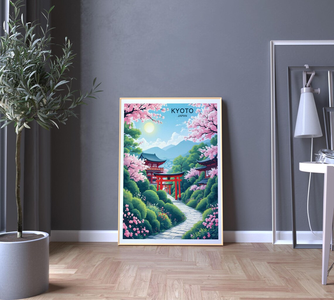 Kyoto Japan Red Torii Gates Fushimi Inari Cherry Blossom Shrine Poster - Image 5