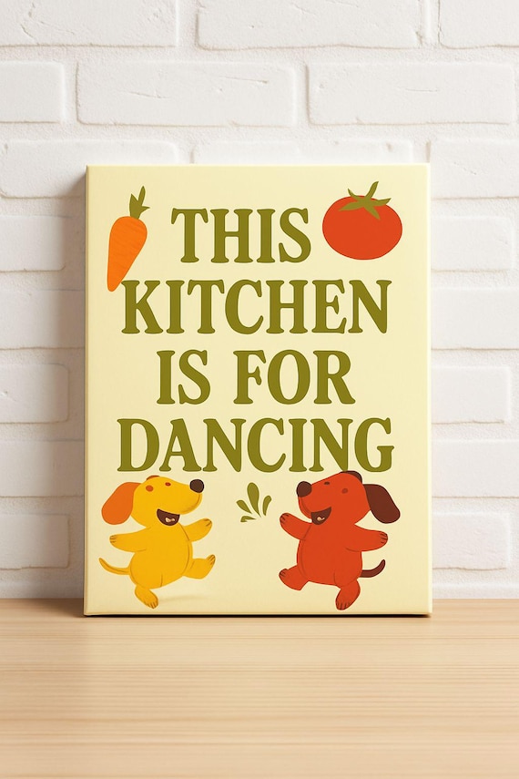 This Kitchen Is For Dancing Playful Dogs Retro Kitchen Poster