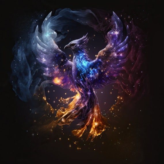 Cosmic Phoenix Fantasy Art Poster