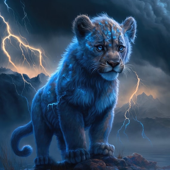 Lightning Lion, Minimalist Travel Poster
