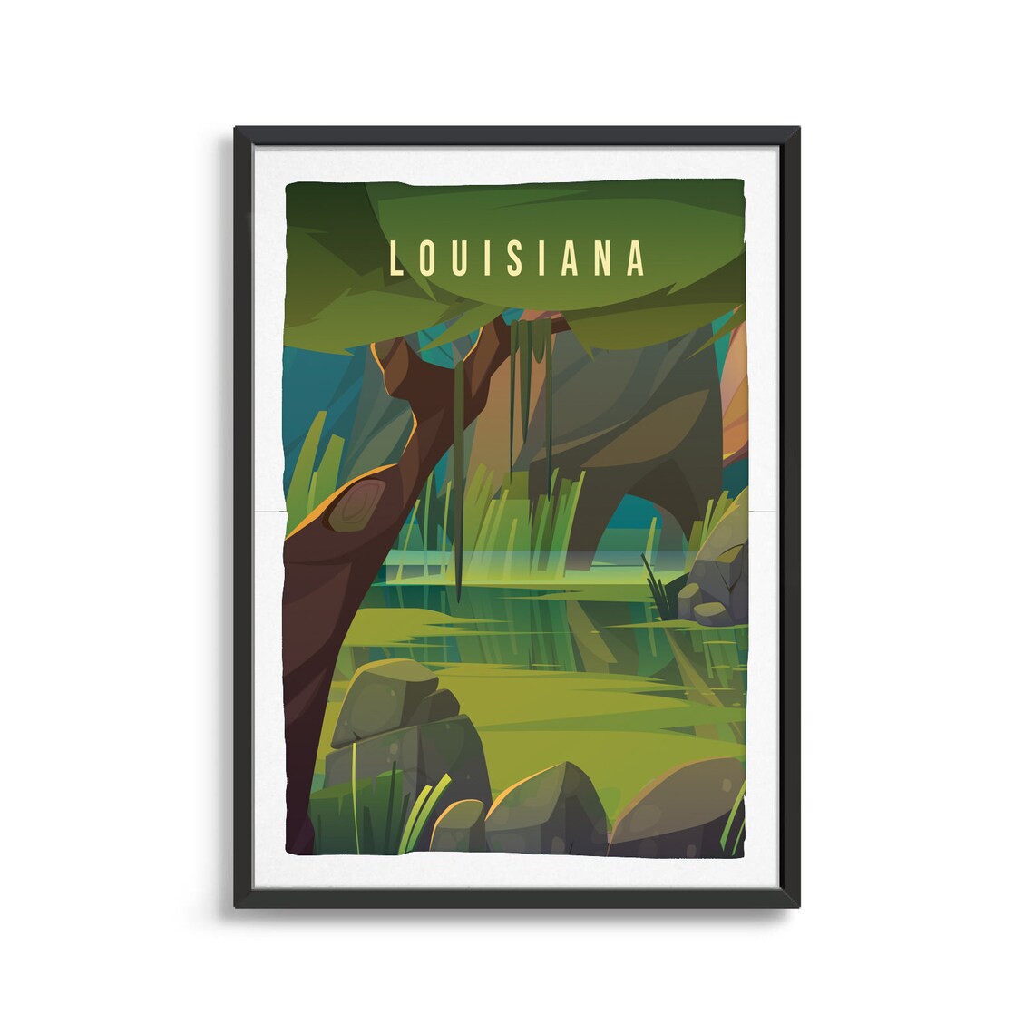 Louisiana Bayou Cypress Moss Swamp Vintage Southern Travel Poster - Image 2