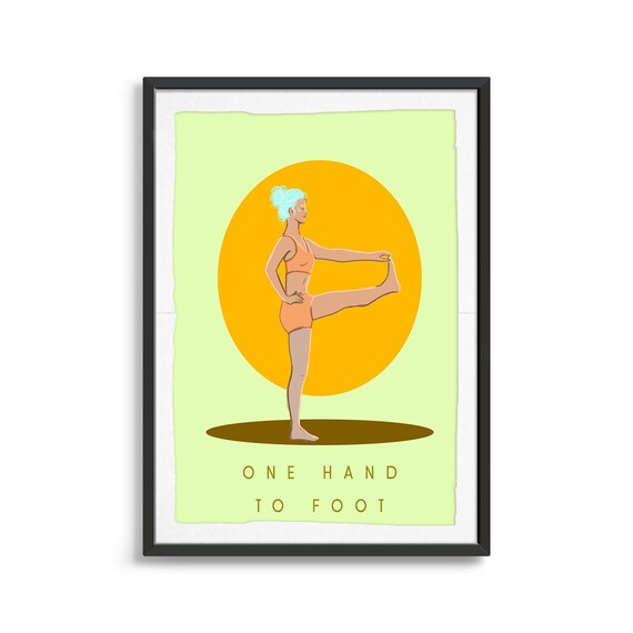 One Hand To Foot Yoga Pose Illustration With Golden Sun Poster