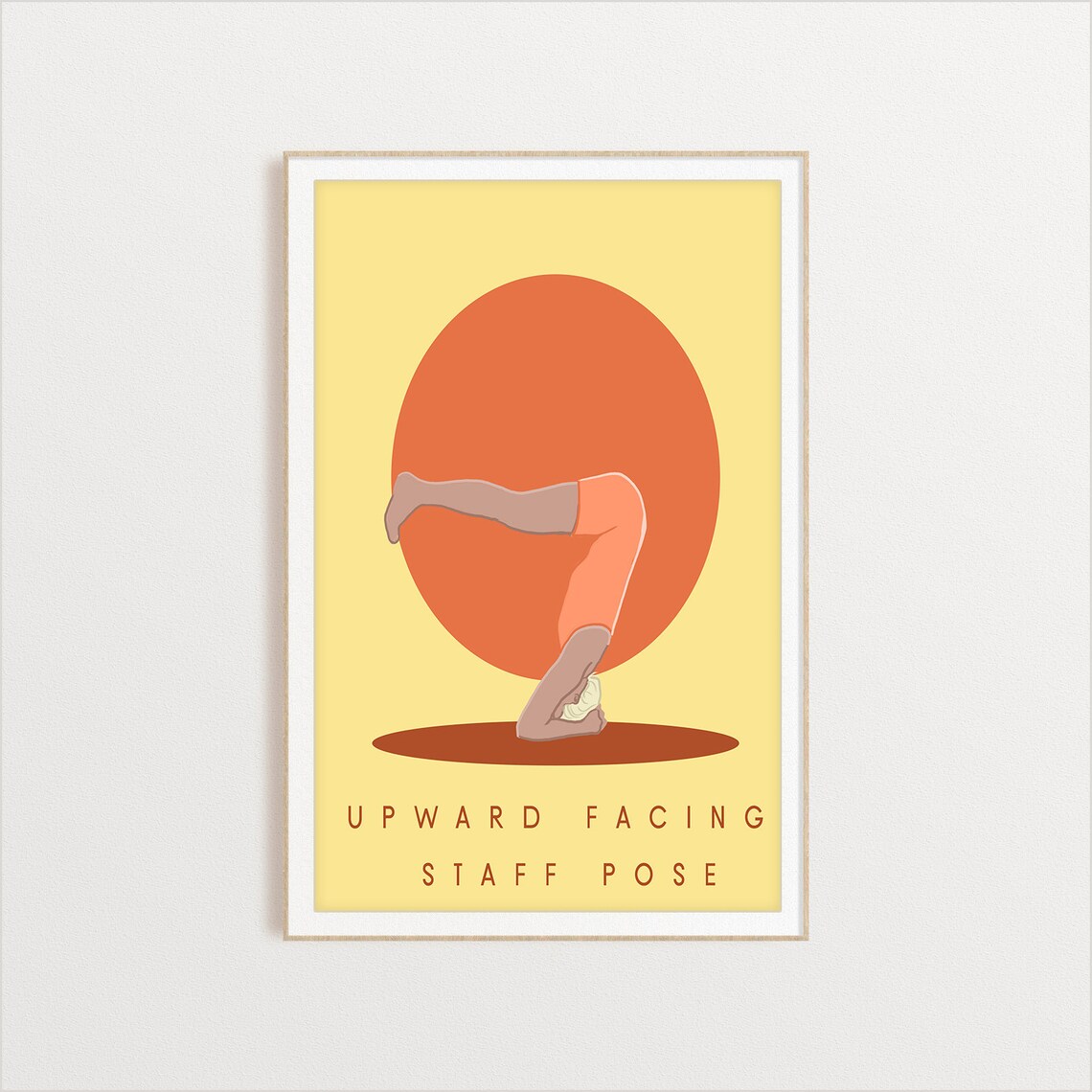 Upward Facing Staff Pose Retro Yoga Arm Balance Sun Circle Flat Illustration Print - Image 2