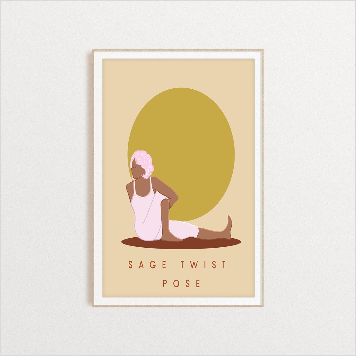 Sage Twist Yoga Pose Minimalist Boho Wellness Studio Art Poster - Image 2
