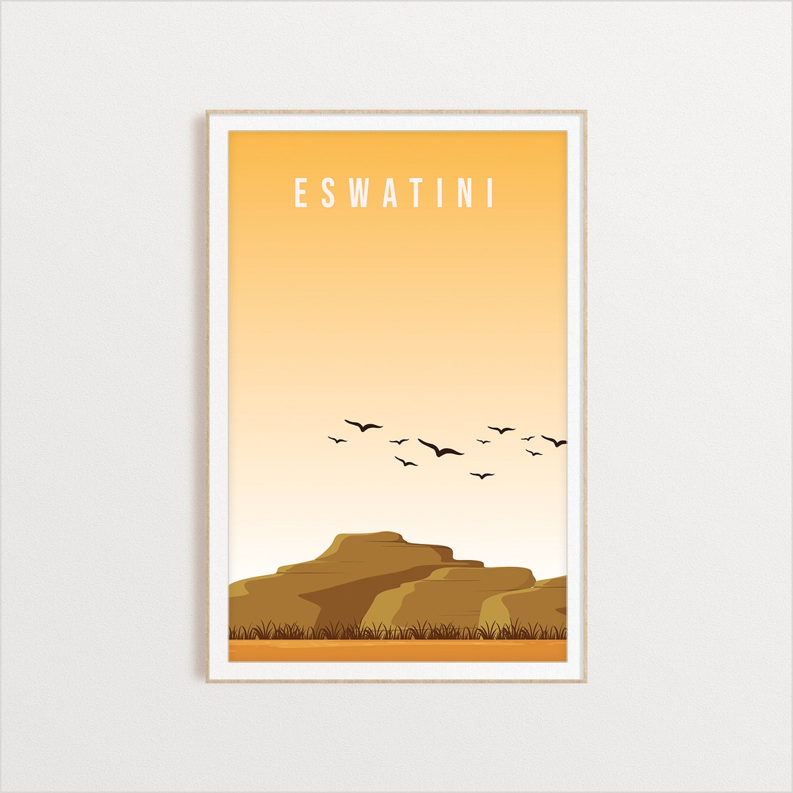Eswatini Country Poster Art City Wall Art Country Art Country Poster Country Print Country Art Eswatini Travel Illustration