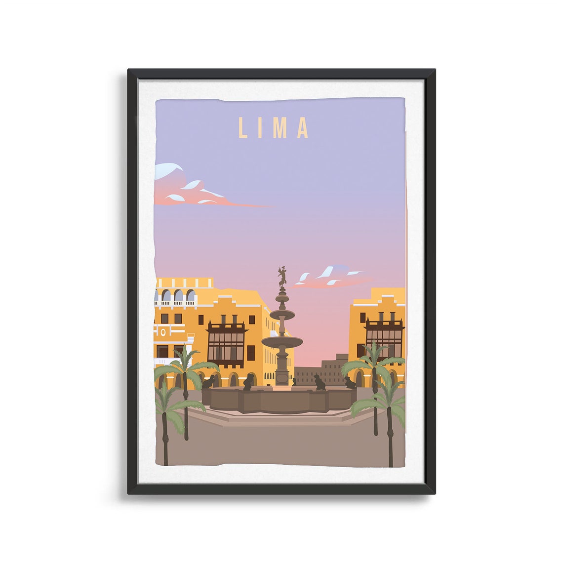 Lima City Poster City Art City Wall Art City Print Country Poster Country Print Country Art Peru Travel Illustration File