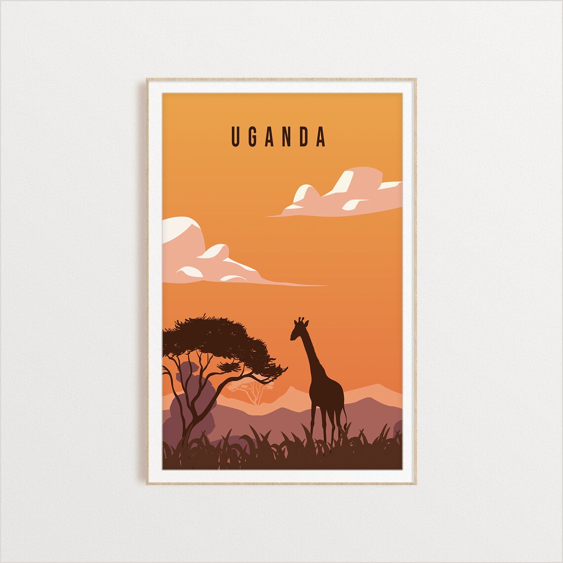 Uganda Travel Illustration Art Print, Country Poster
