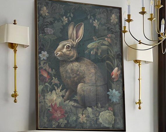 William Morris Inspired Bunny Art Print