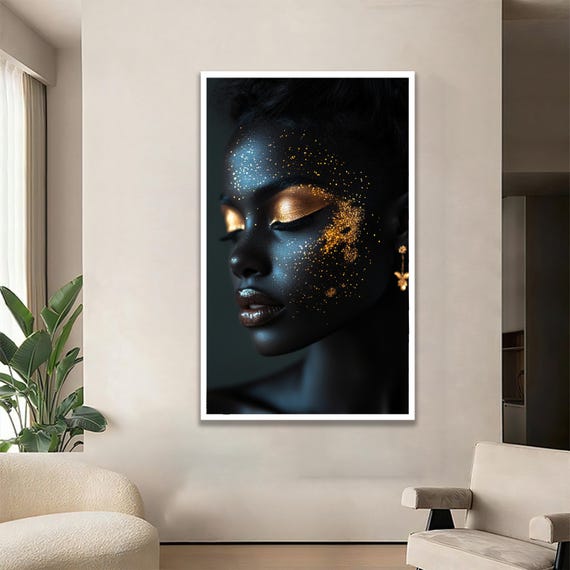 African Woman Portrait With Golden Accents Elegant And Vibrant Wall Art