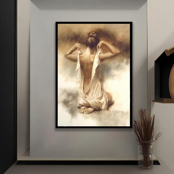 Artistic Female Figure Wall Art Elegant Figurative Canvas Modern Nude Decor
