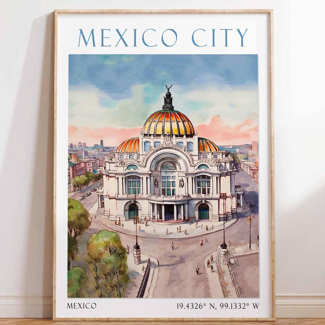 Mexico City Traditional Travel Print United States Mexico City Poster Mexico City Poster Wedding Gift Birthday Present